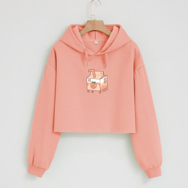 Peach Milk Box Soft Cropped Hoodies