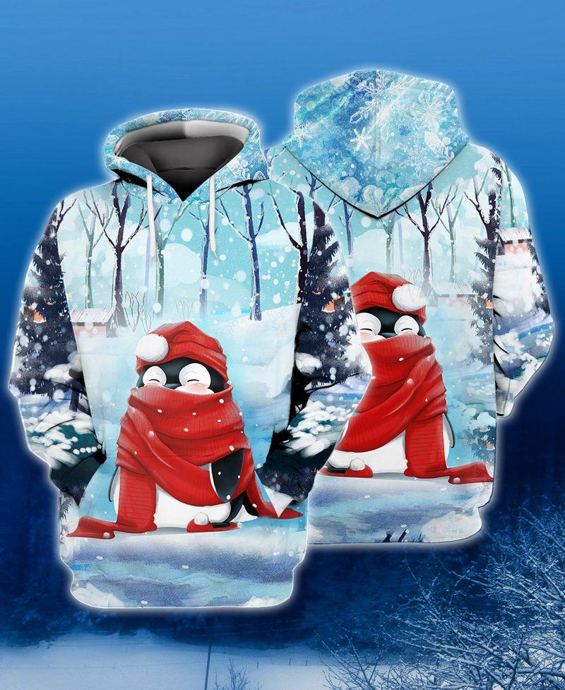 Winter Penguins 3D Shirt Gift For Christmas Holiday 3D Hoodie