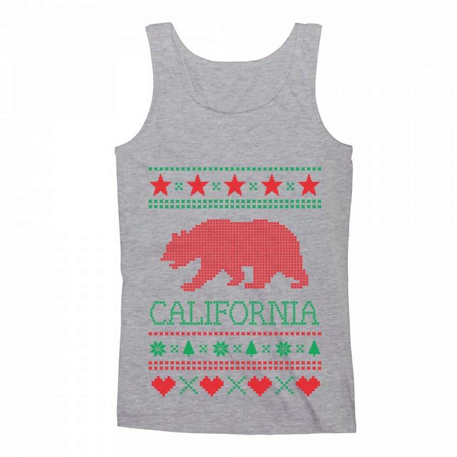 California Republic Bear Ugly Christmas Sweater Men’s Tank Top