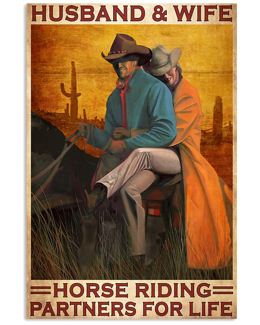 Husband Wife Horse Riding Couple For Life poster canvas