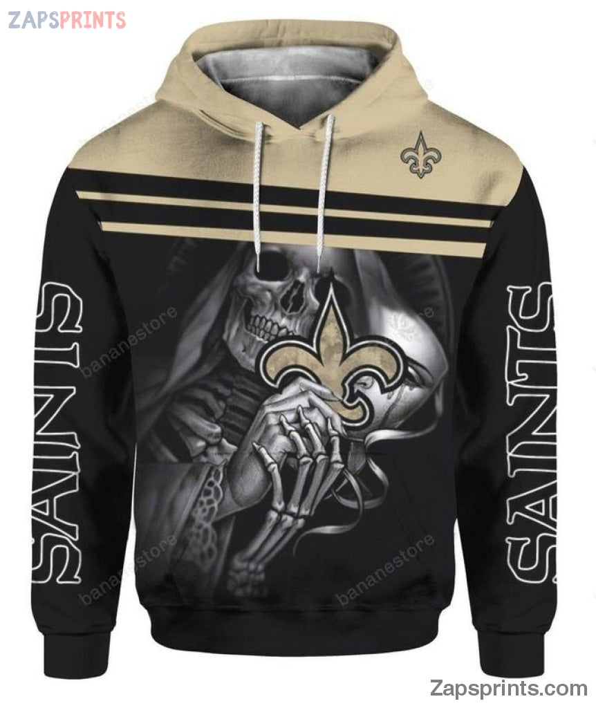 New Orleans Saints Skull 3 D Hoodie V16 Gift For Fan Football Lovers