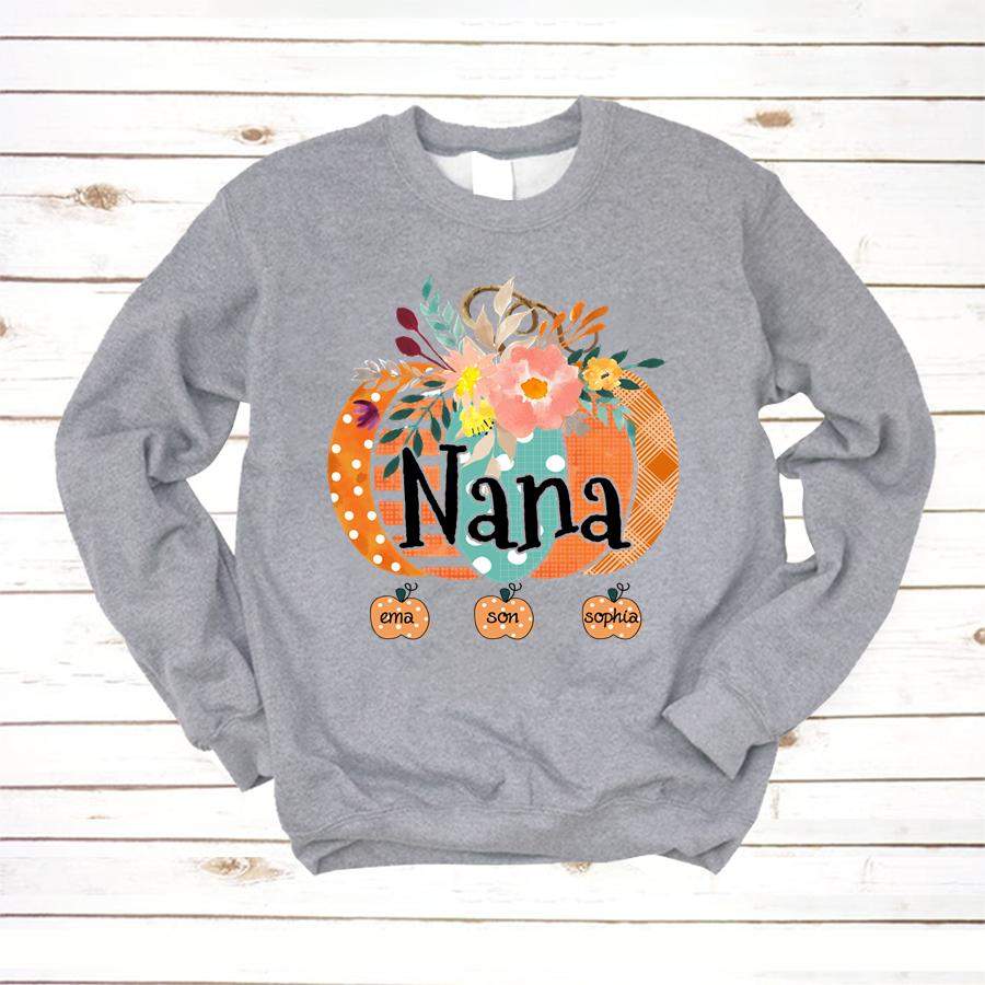 PERSONALIZED NANA PUMPKIN KIDS NAMES FALL SHIRT