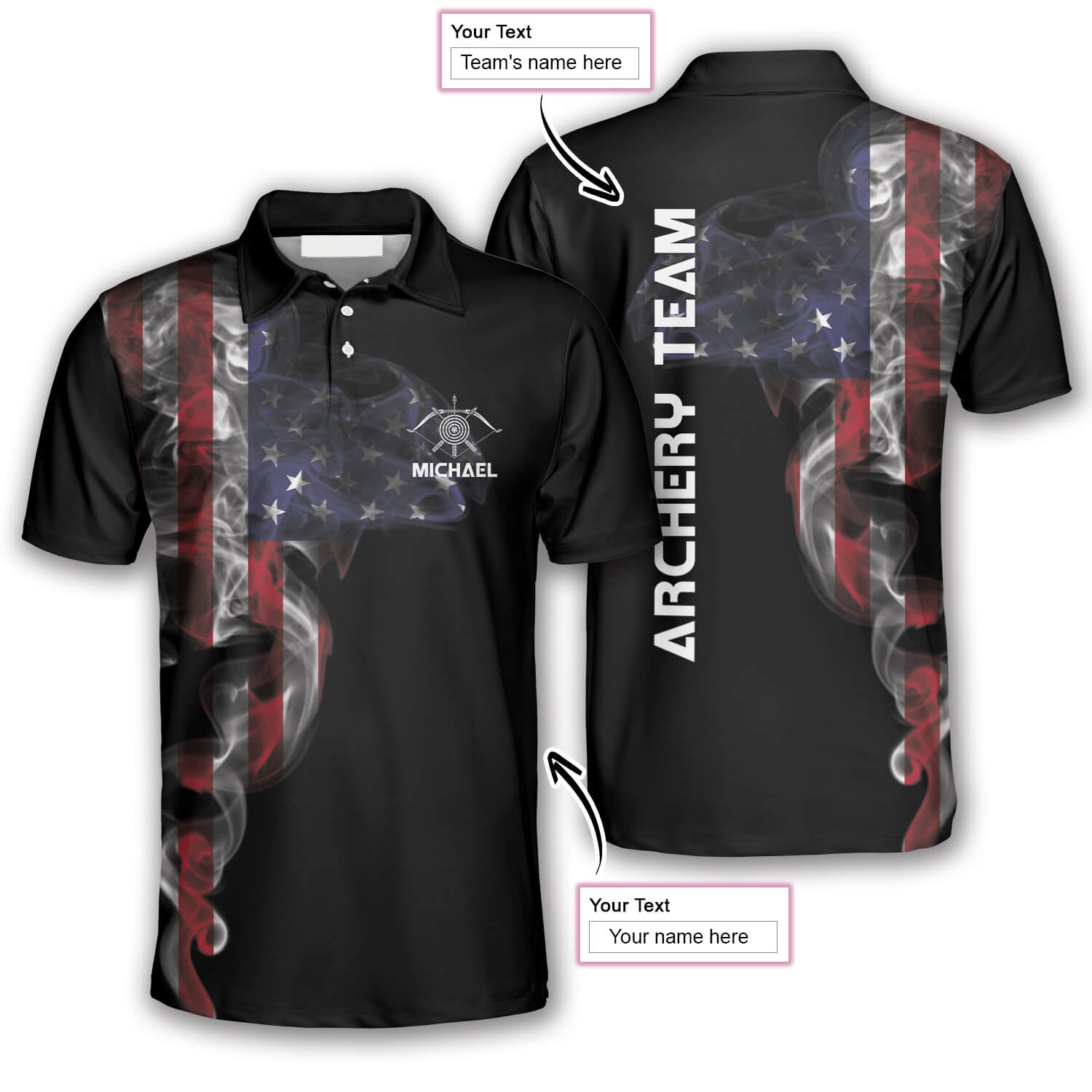 Archery Smoky Us Flag Custom Archery Shirts For Men, Perfect Uniform Archery Team