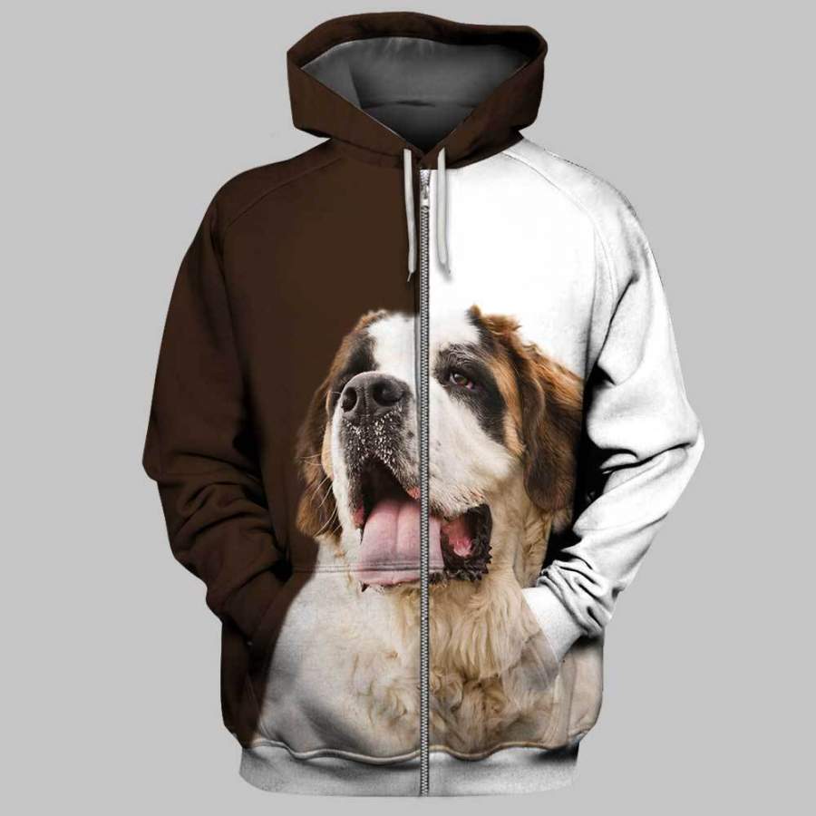 SAINT BERNARD 3D Full Printing Zip Hoodie