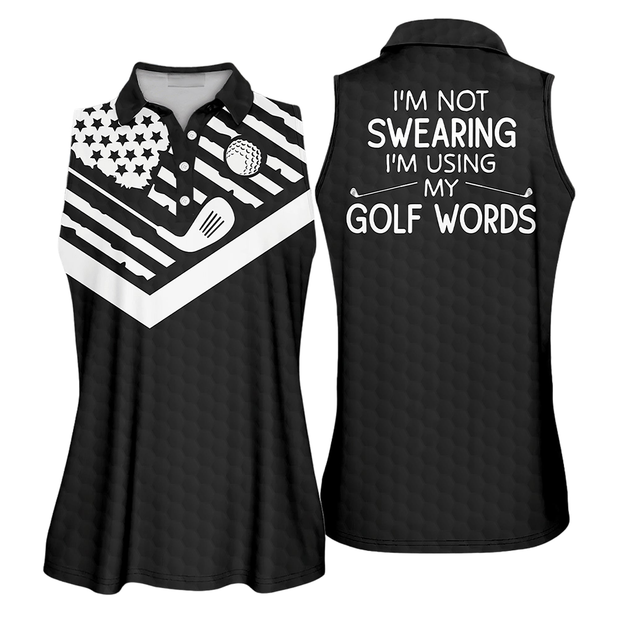 American I Am Not Sweating I Am Using My Golf Words Sleeveless Polo Shirt Short Sleeve Polo Shirt