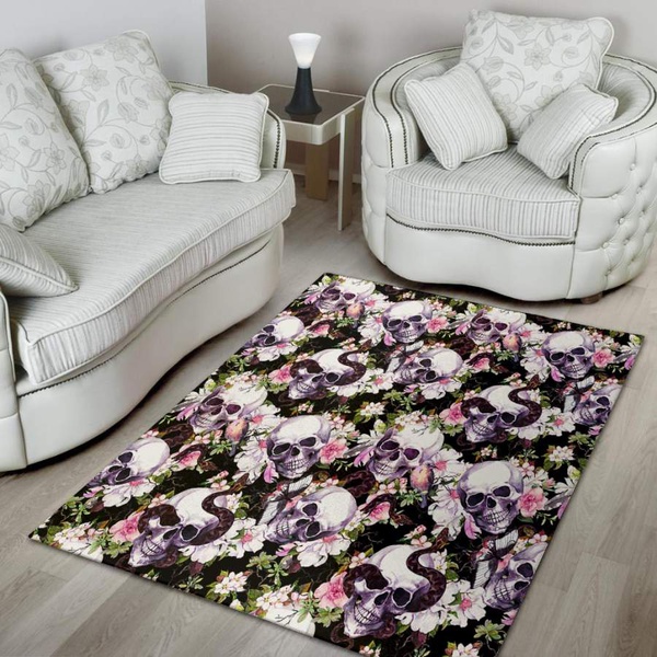 Flower Skull Area Rug