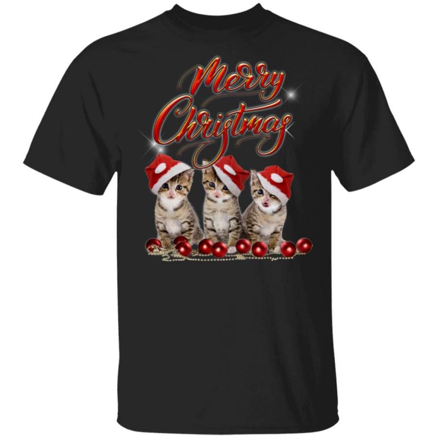 Merry christmas kittens with santa hat christmas shirt, sweater