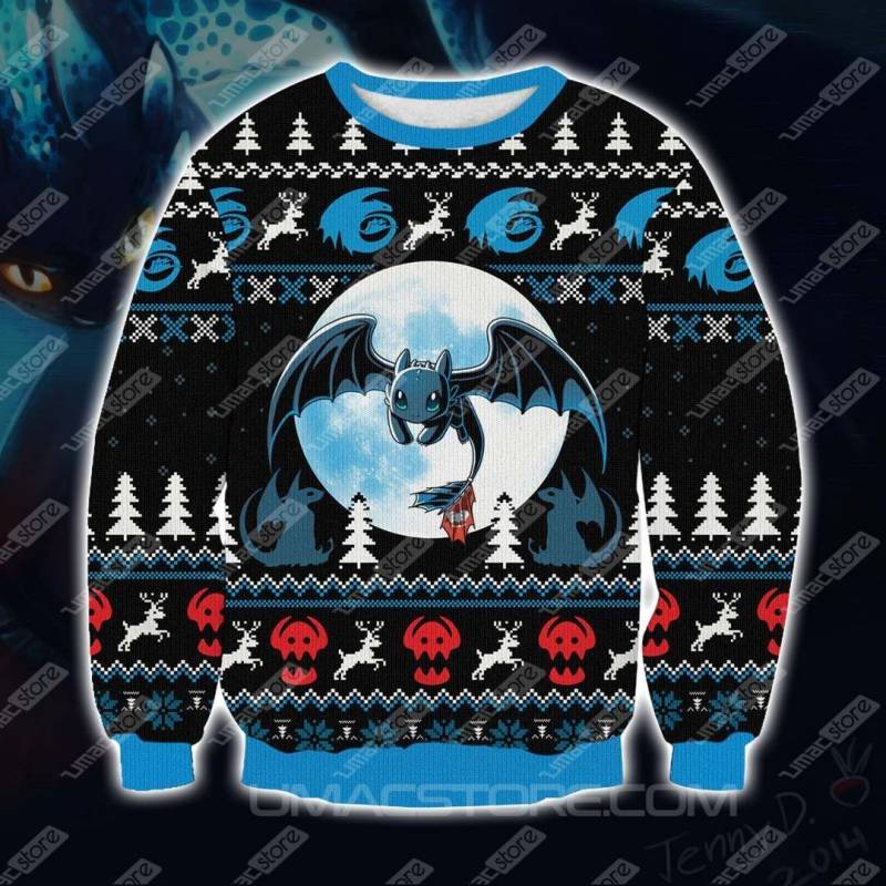 Toothless Night Fury 3D Print Ugly Christmas Sweatshirt