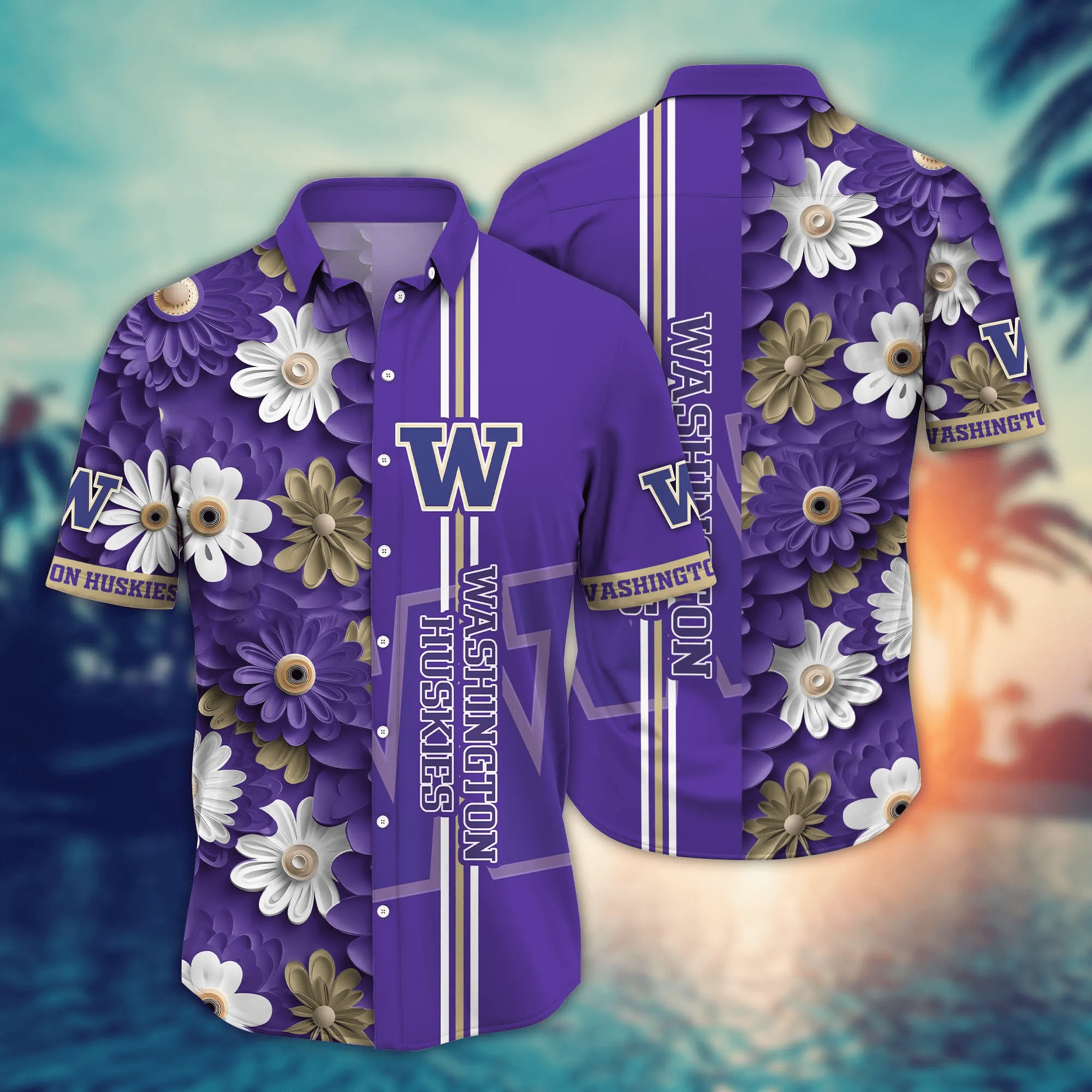 Washington Huskies NCCA Hawaiian Shirt Parasols Aloha Shirt