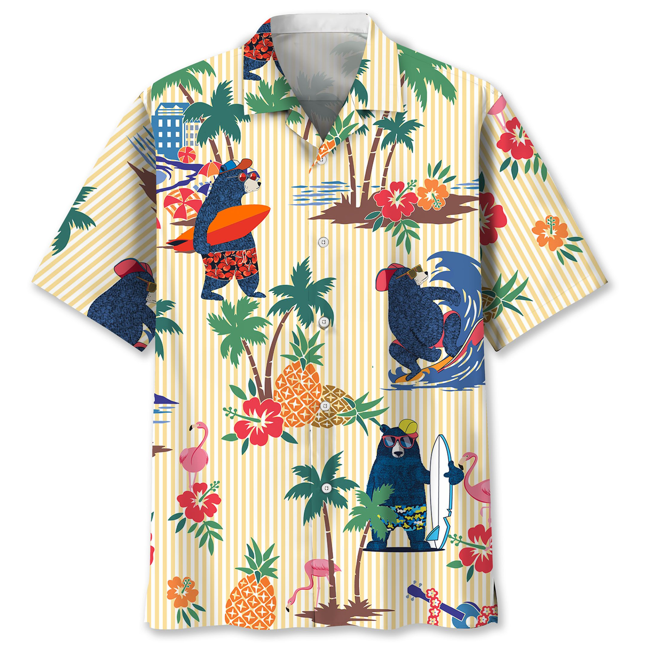 Bear Surfing Tropical Hawaiian Shirt Ha105197