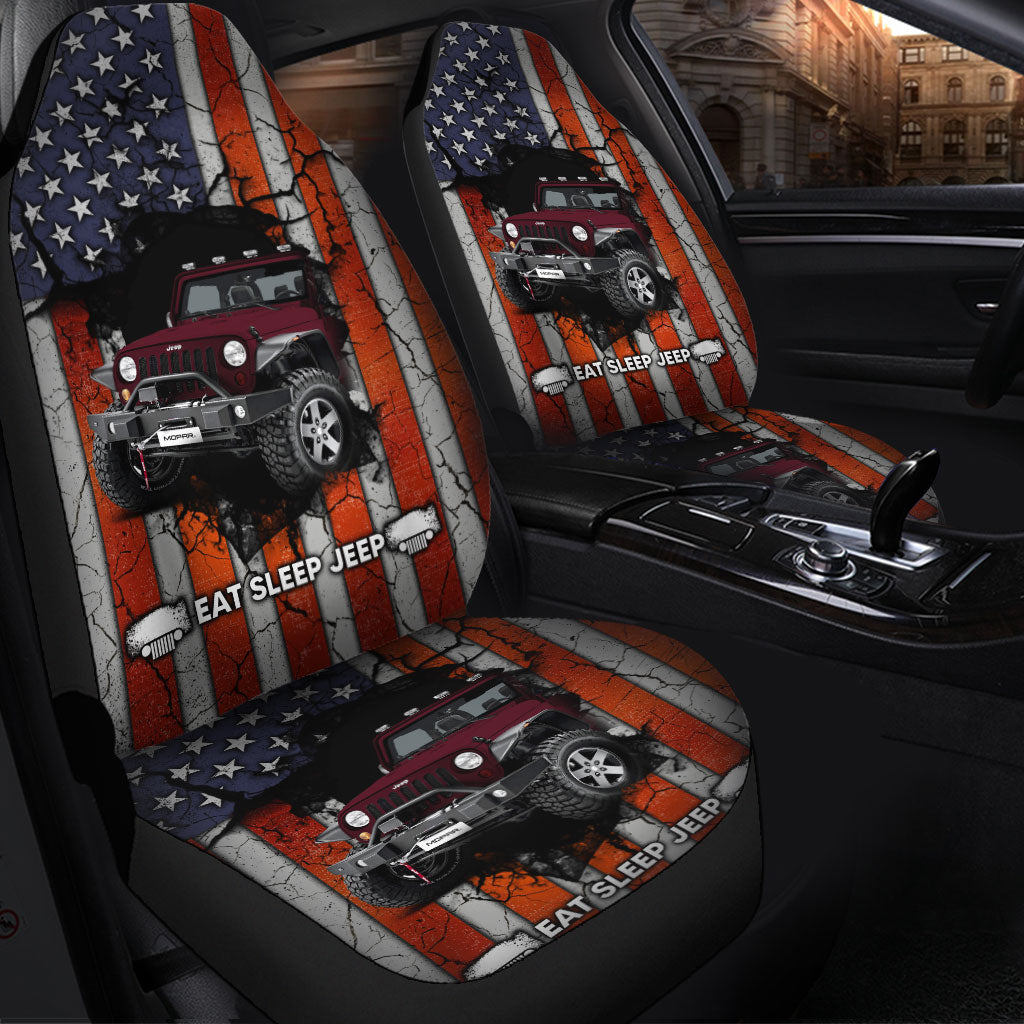 Eat Sleep Jeep Dark Red Premium Custom Car Seat Covers Decor Protectors