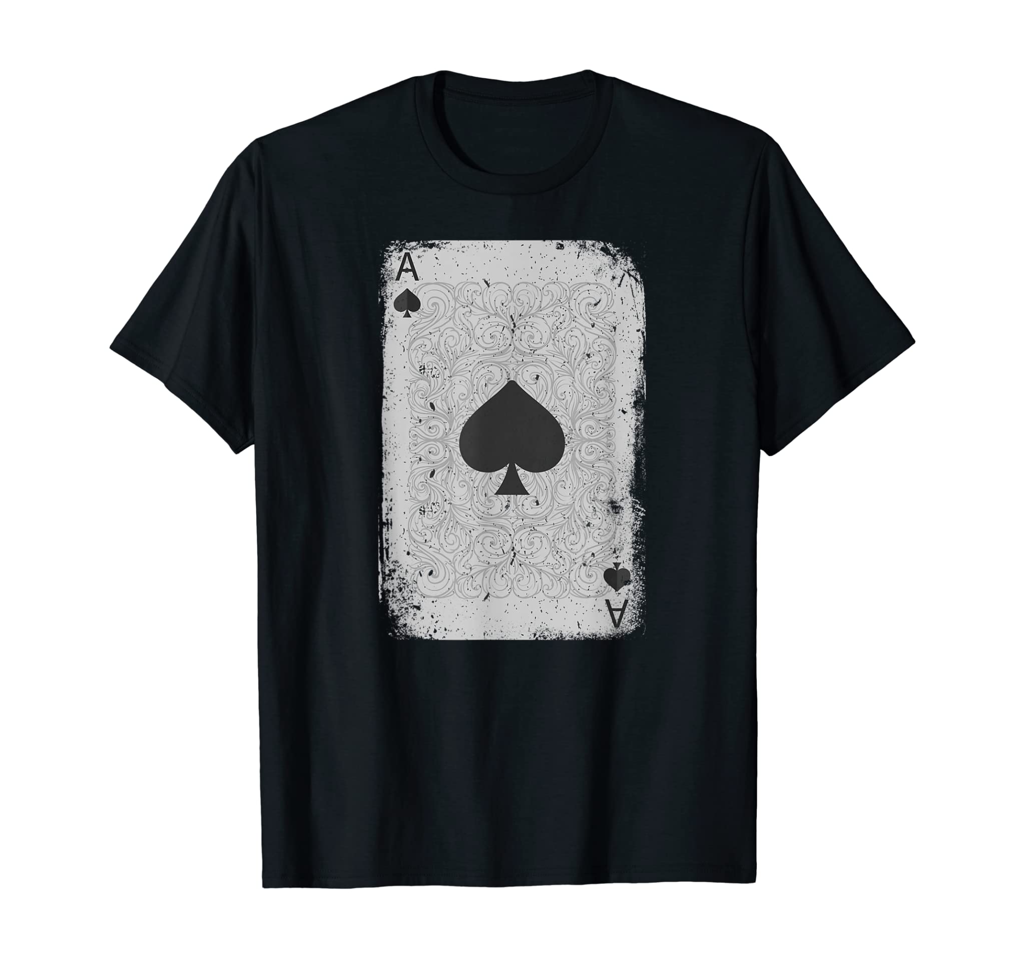 Vintage Distressed Ace of Spades Poker Playing Card Art T-Shirt