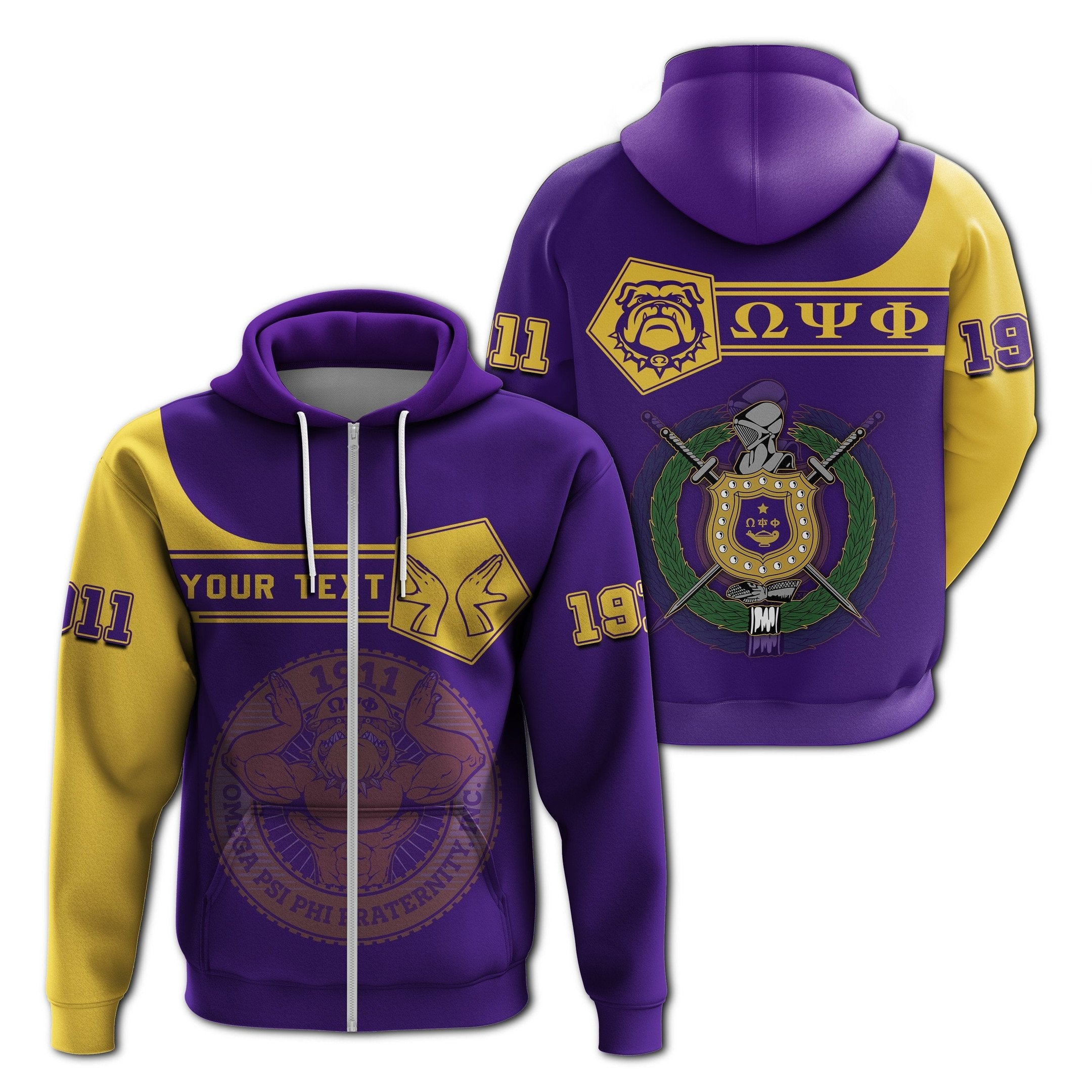 Fraternity Hoodie – Personalized Omega Psi Phi Zipper Hoodie Simple Style