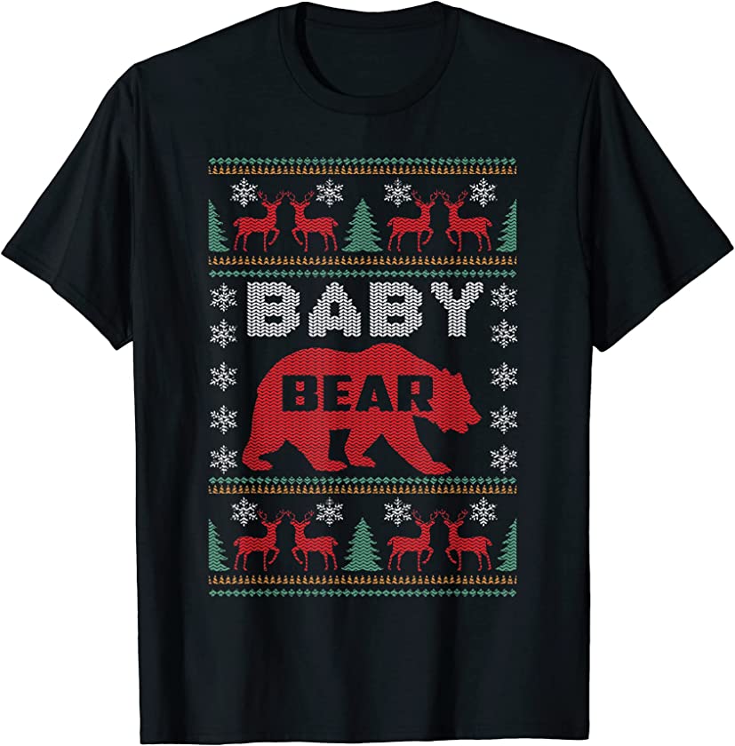 Bear Baby Holiday Snow Tree Reindeer Ugly Christmas T-Shirt