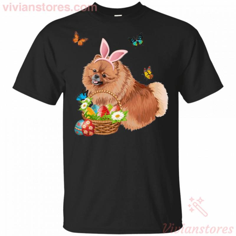 Pomeranian Bunny Hat Rabbit Easter Day Eggs Funny Gift Shirt VA03