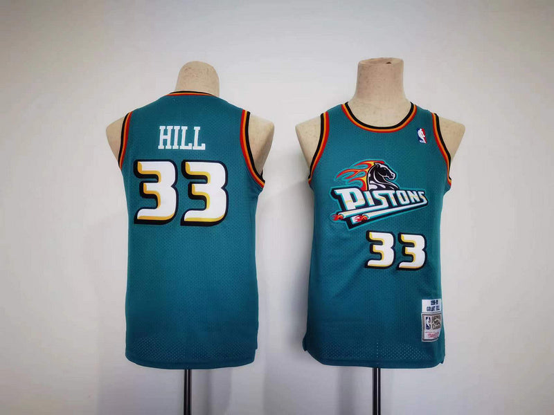 Youth Detroit Pistons #33 Grant Hill Throwback Jersey Green