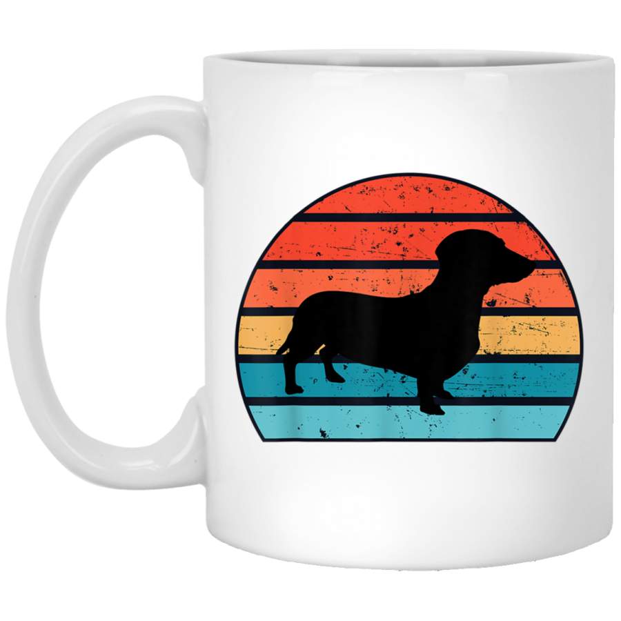 Dachshund Dog Animal Pet Silhouette Image On A Retro Vintage Mug