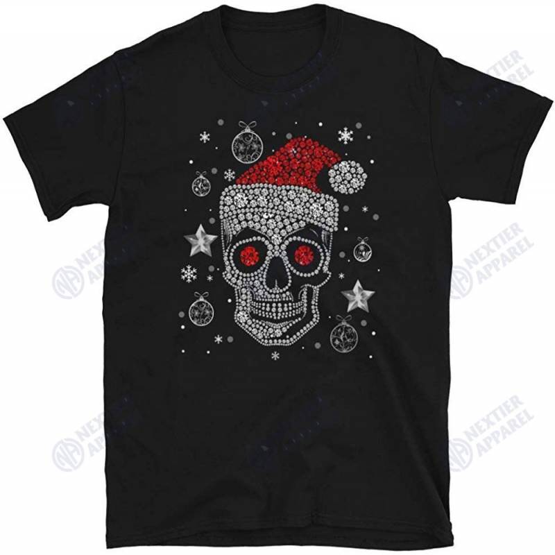 Skull With Santa Hat Ugly Sweater Christmas Pajama Gift T-shirt