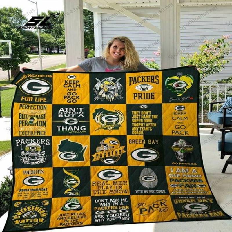 Green Bay Parkers Packers Pride Keep Calm And Go Pack Real Men Play In The Snow I Am A Die Hard Packers Fan Go Pack Go Gift For Green Bay Packers Fans Quilt Blanket