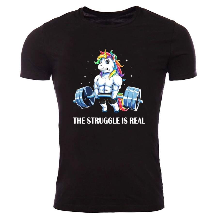 Unicorn The Struggle Is Real T-Shirt Mens Round Neck Fashion Clothing Short Sleeves T Shirt