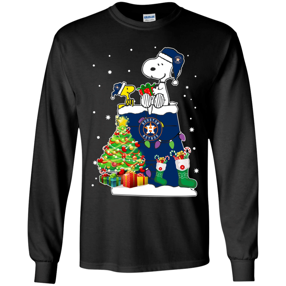 Find Houston Astros Snoopy & Woodstock Christmas Shirt Youth LS Shirt