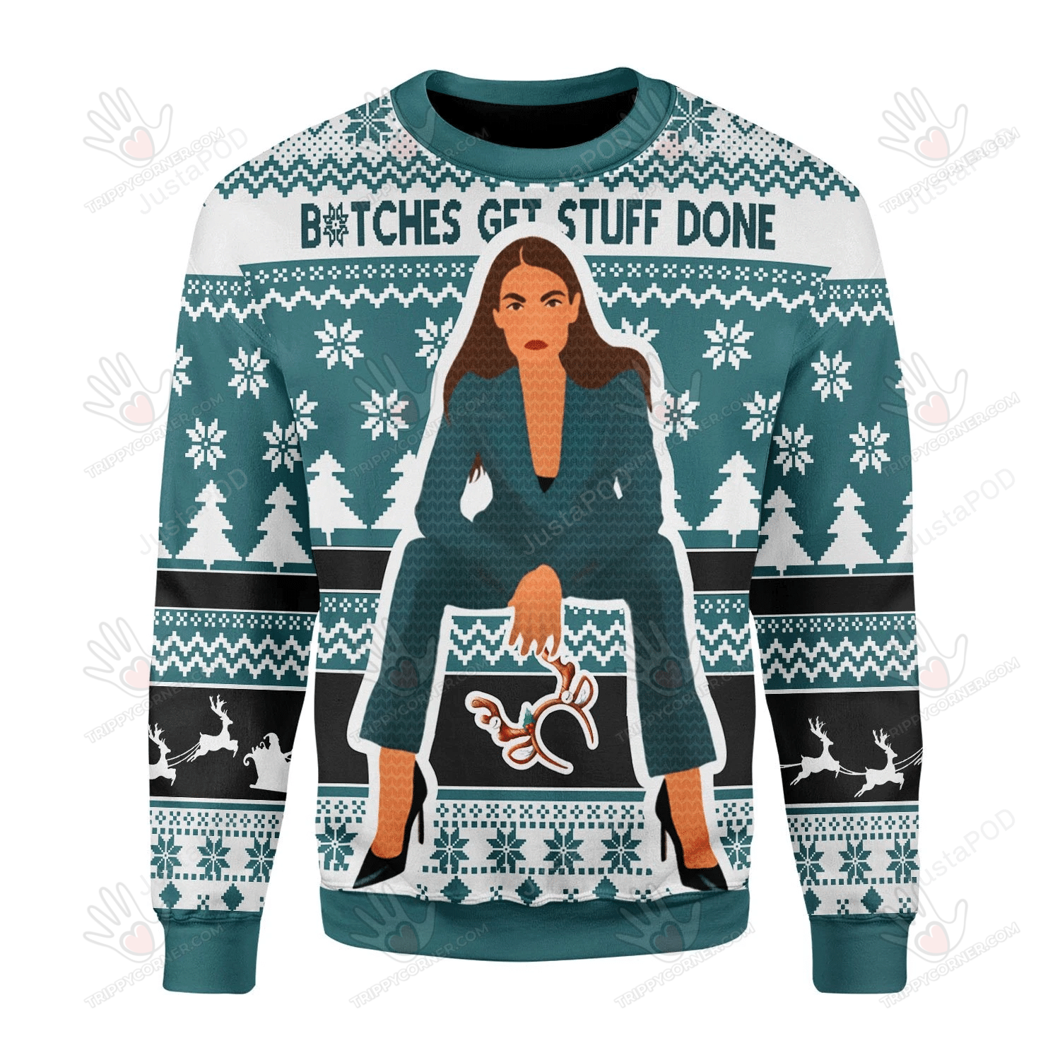 B*Tches Get Stuff Done Ugly Christmas Sweater, All Over Print… Ugly Sweater Christmas Gift