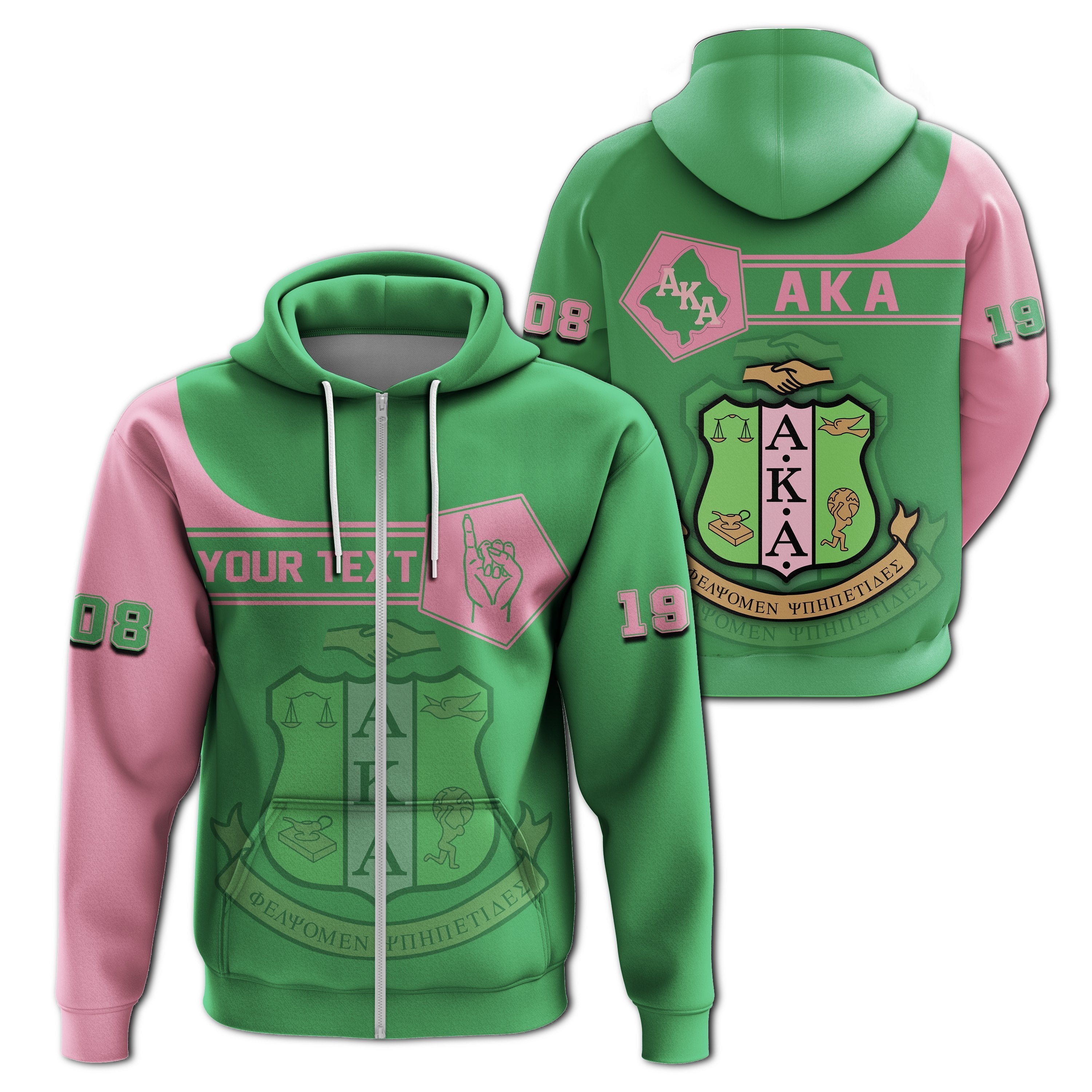 Greek Life Hoodie – Personalised Alpha Kappa Alpha Zipper Hoodie – Simple Style