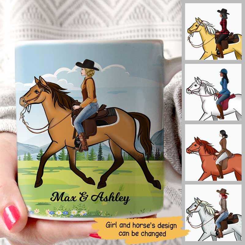 Girl And Her Horse Personalized Aop Coffee Mug