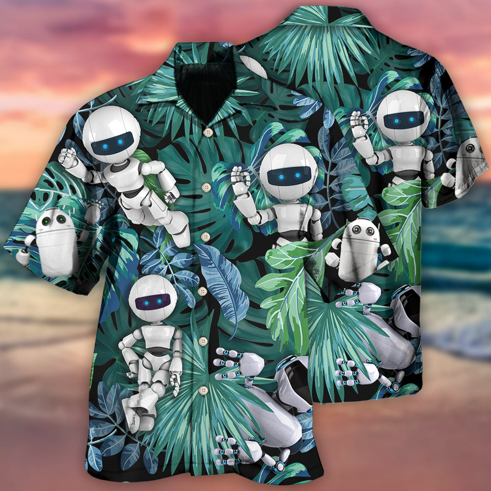 Robot Tropical Leaf Hawaii Shirt Ha58046