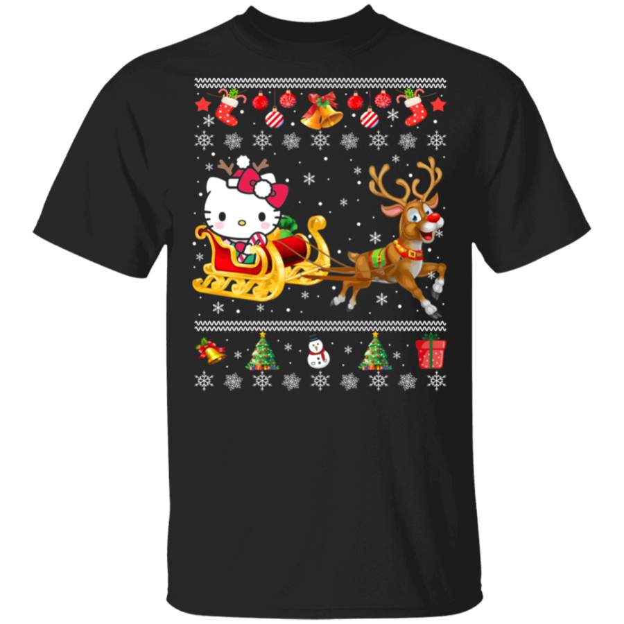 Christmas Kitty Lover Shirt Kitten Kitty Ugly Christmas Funny Sweater Kitty Cat Reindeer Lover Gifts Christmas T-Shirt