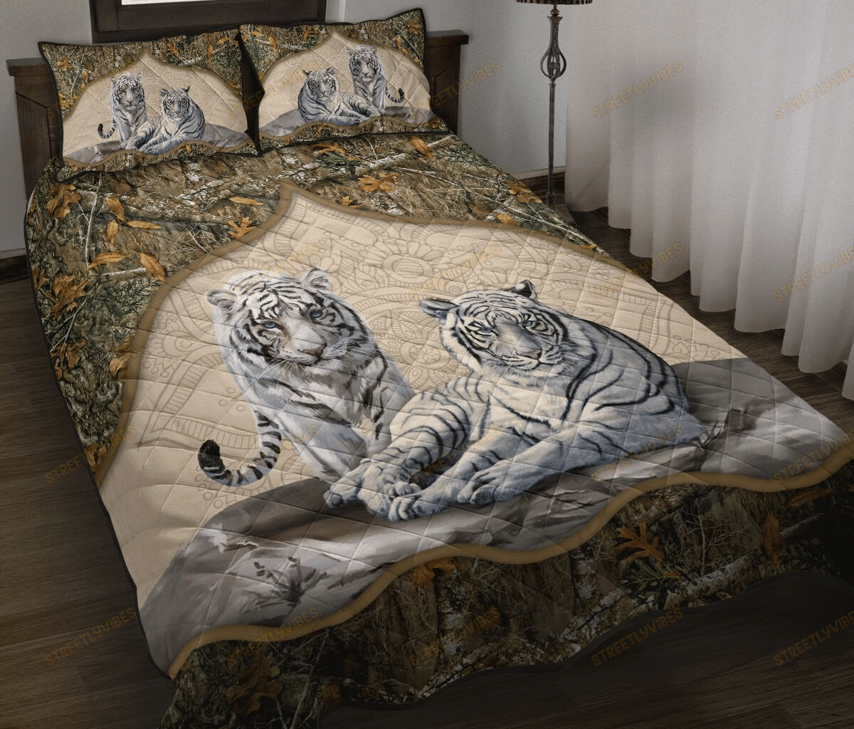 White Tiger Quilt Bedding Set