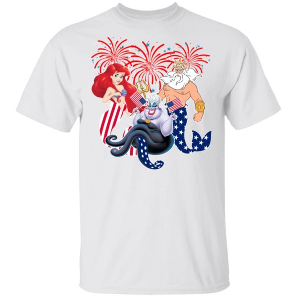 4th Of July The Little Mermaid American Flag Ariel Ursula King Triton T-Shirt