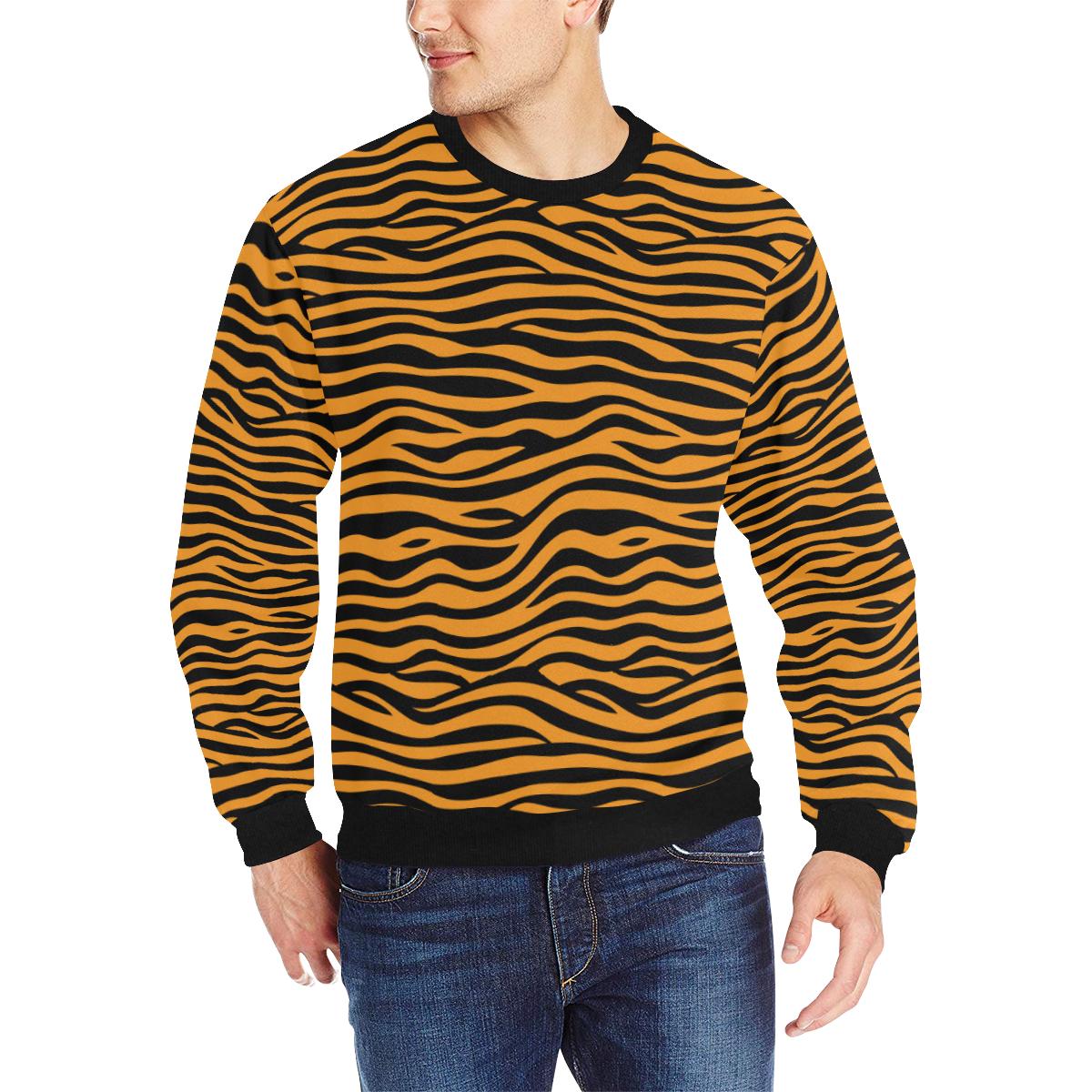 Bengal tigers skin print pattern background Men’s Crew Neck Sweatshirt