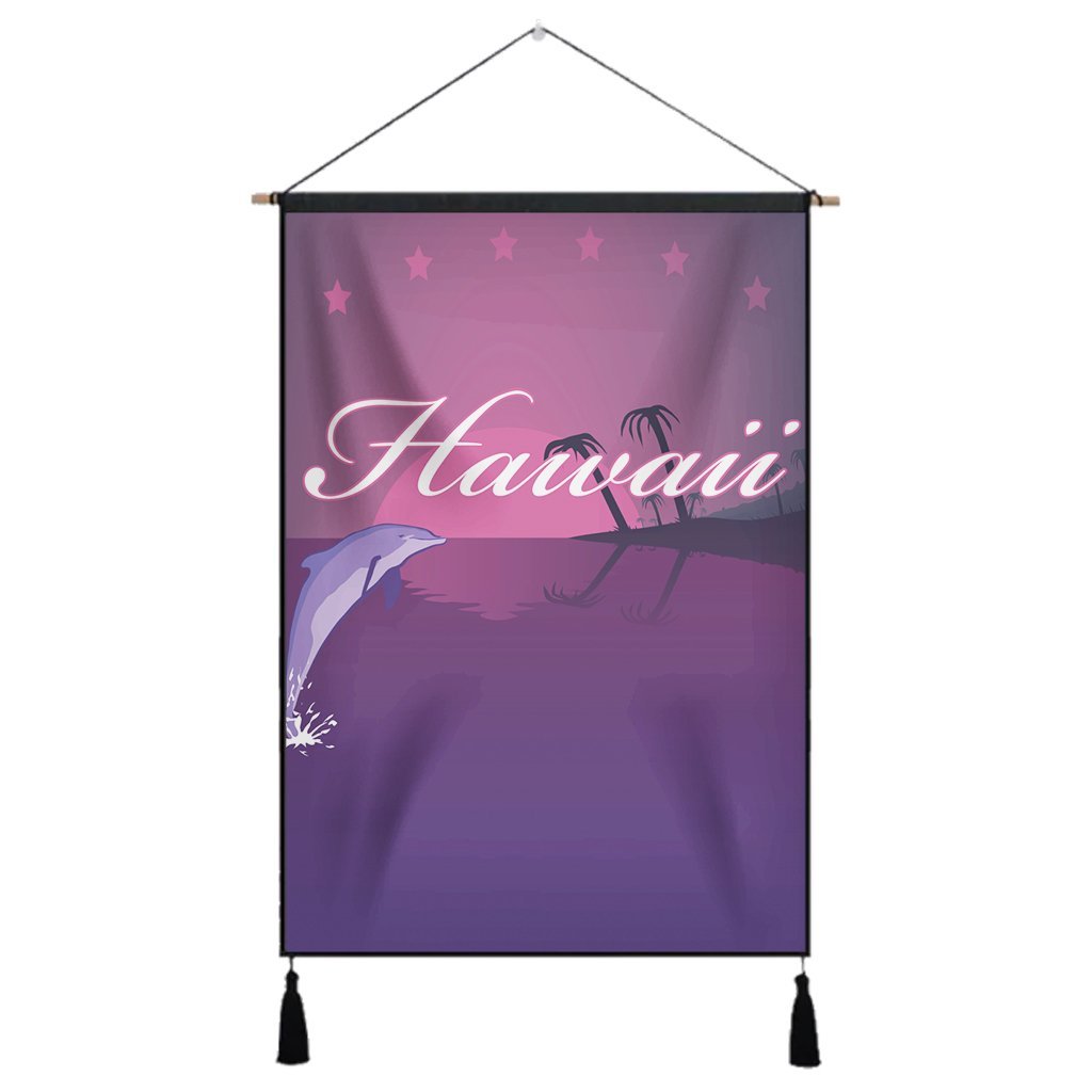 Hawaiian Dolphin Violet Polynesian Hanging Poster – AH – K5