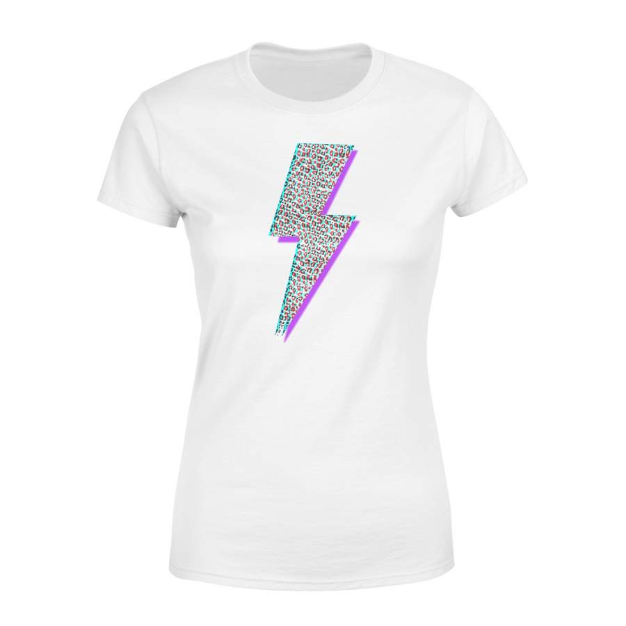 Leopard Lightning Bolt Pink Shadow Cheeta – Preshrunk Jersey Women T-Shirt