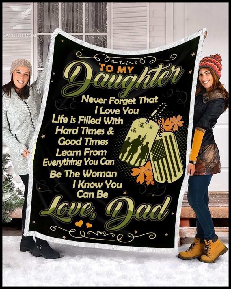 Veteran To My Daughter Be The Woman Sherpa Fleece Blanket Rrww