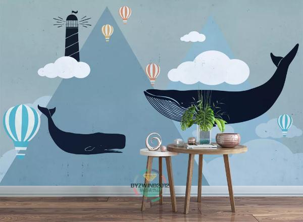 3D Cartoon Dolphin Balloon Wall Mural Wallpaper 25