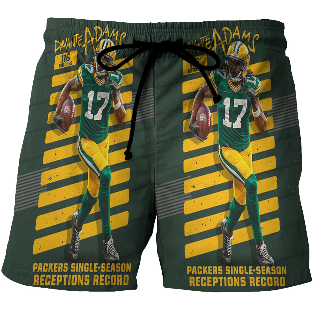 Green Bay Packers Davante Adams No17 V7 3D All Over Print Summer Beach Hawaiian Short