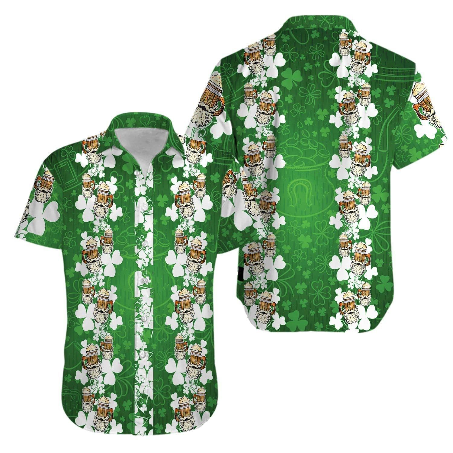 Beard Beer Shamrock Happy St Patrick’S Day Aloha Hawaiian Shirt Colorful Short Sleeve Summer Beach Casual Shirt For Men And Women