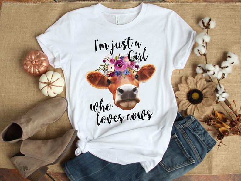 Just A Girl Who Loves Cows Shirt, Cow Lovers Shirt, Cow Lovers T-Shirt, Cow Lovers Gifts, Farmer Shirt, Farmer Gifts, Farming Shirt