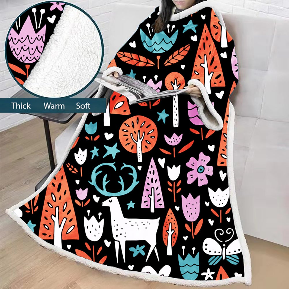 3D Digital Printed Blanket With Sleeves-Blanket Robe Halloween