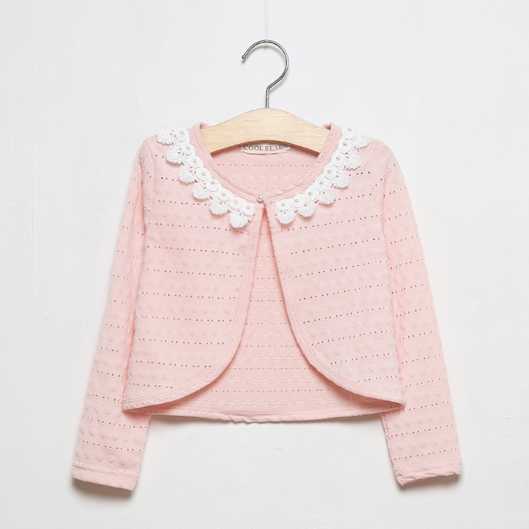 2022 Latest Cotton Girls Cardigan Outerwear Children White Shrug Sweater Kids Clothes For 2 3 4 5 6 10 Years Old RKC185026 alx