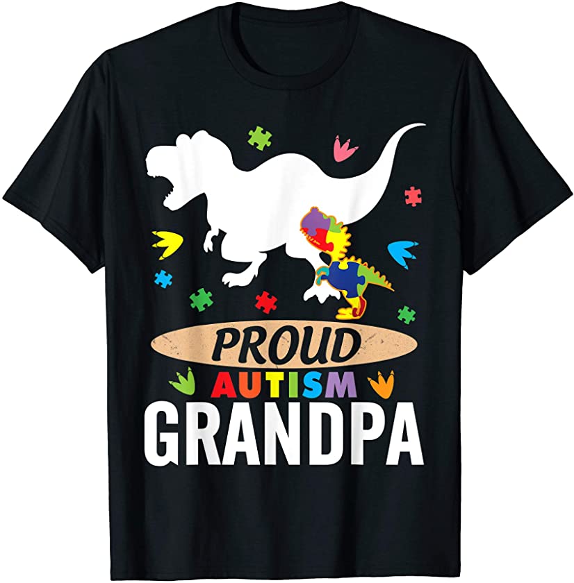 Big Dinosaur T-rex & Autism Child Shirt Proud Autism Grandpa