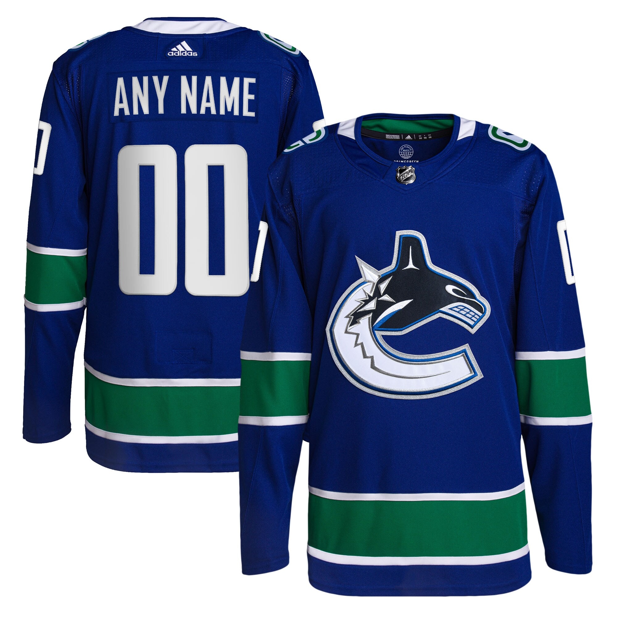 Vancouver Canucks Home Primegreen Authentic Custom Jersey – Royal