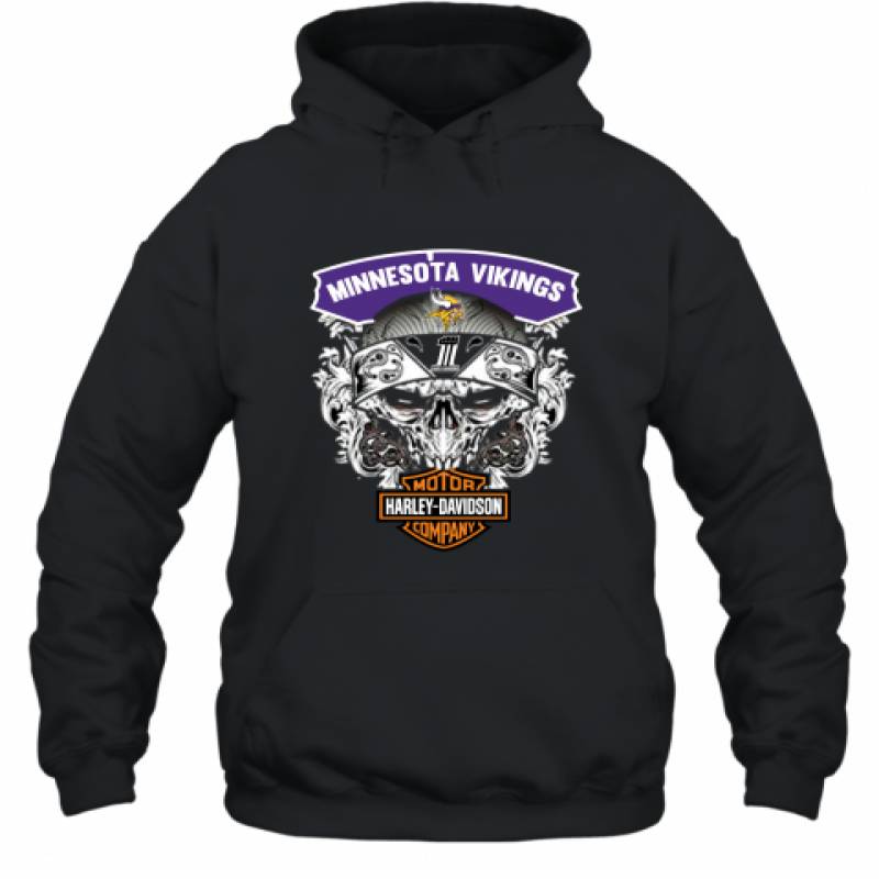 Skull Minnesota Vikings Harley Davidson shirt Hoodie