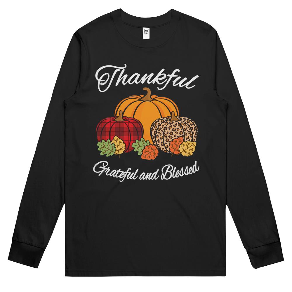 Fall Plaid Leopard Pumpkin Autumn Thanksgiving Women Men Long Sleeve T Shirts