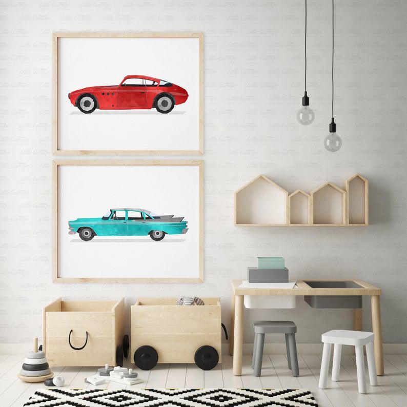 Vintage Car Wall Art, Retro Car Print, Classic Car Poster – The Blue