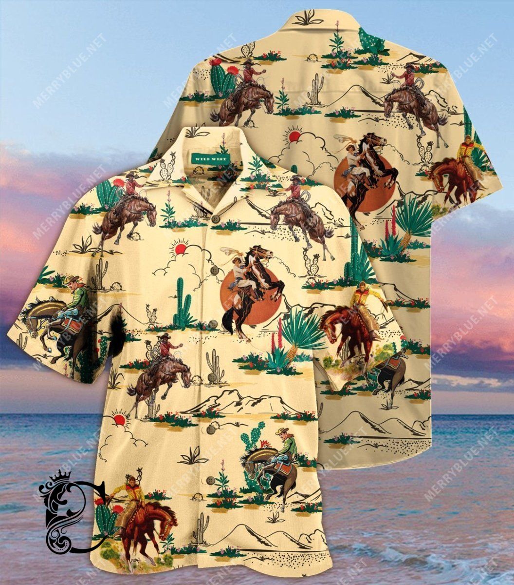 Beach Shirt Shop Horse Cowboy Unisex Hawaiian Shirt- Chillicothemall