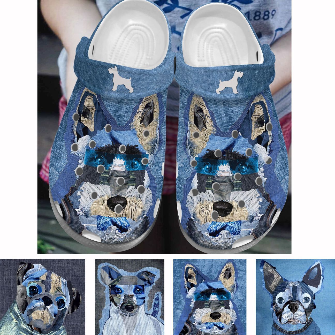 Dog Personalize Clog, Custom Name, Text, Fashion Style For Women, Men, Kid, Print 3D Jeans Background