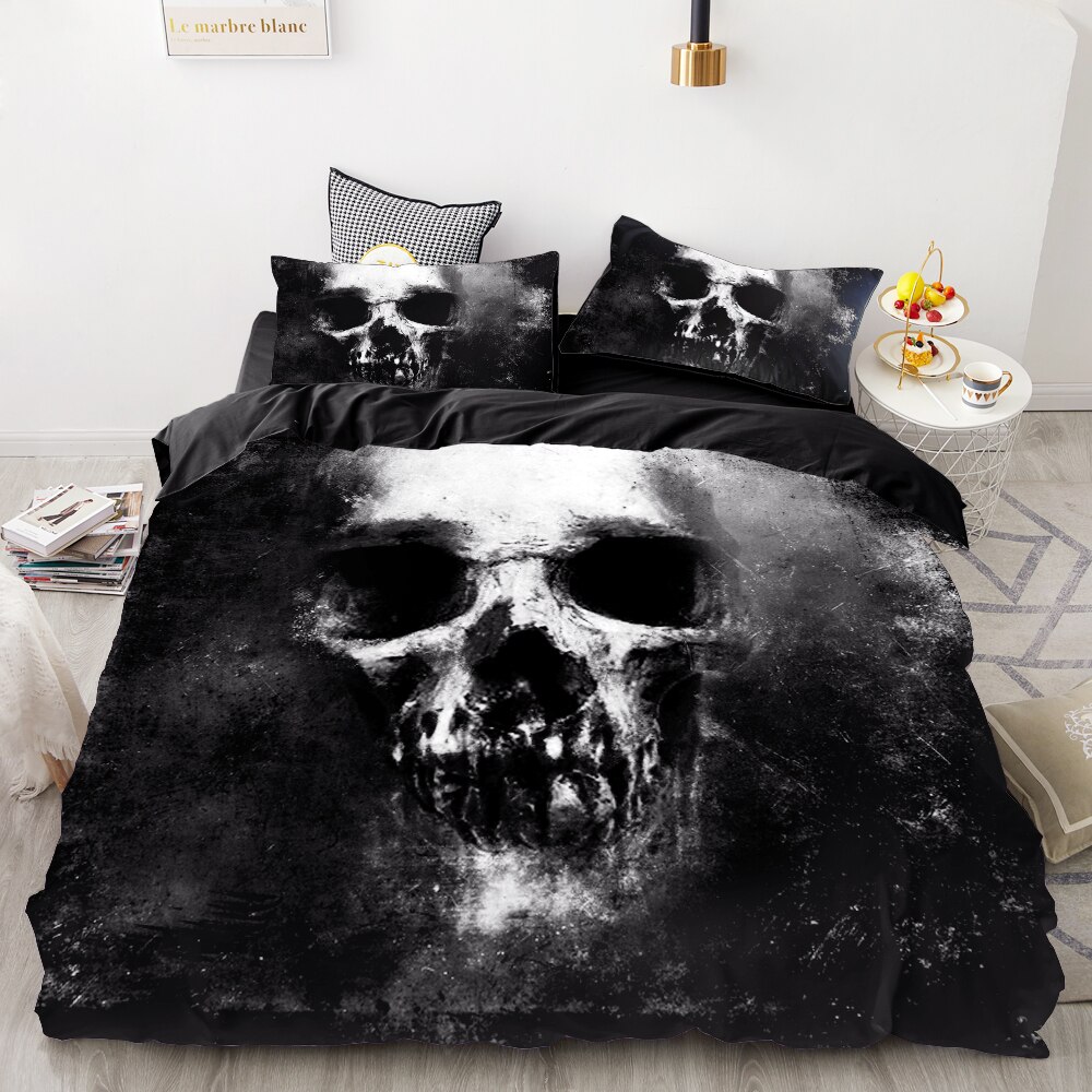 Luxury Bedding Sets 3D Custom,Duvet Cover Set Queen/King,/Blanket Cover Set,3 Pcs Bed Se,Halloween Skull Bed Linen